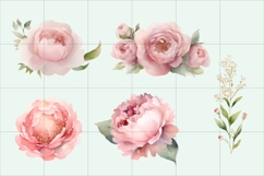 Pink Peony Clipart PNG, Watercolor Pink Peony Ornament Product Image 2