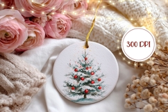 Watercolor Christmas Tree Ornament, Christmas Round Ornament Product Image 2