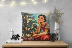 Retro Christmas Woman Pillowcase, Christmas Pillow Case PNG Product Image 2
