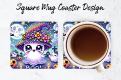 Halloween Boo Mug coaster | Coaster | Sublimation Design Product Image 1