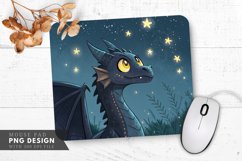 Curious Night Dragon Among Stars Mouse Pad PNG Design Product Image 1
