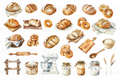 Watercolor Sourdough Bread Clipart Product Image 2