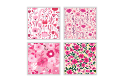 Pink Flowers Digital Paper Pattern Product Image 2