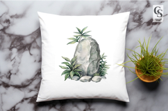 Watercolor Tropical Rock and Plant Clipart Sublimation PNG Product Image 2