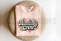 Retro Easter Egg Hunting Crew Design With Bunnies And Flower Product Image 2