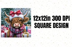 Christmas Highland Cow Wind Spinner Sublimation Design Product Image 2