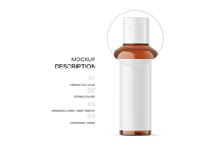 Amber Flip Top Bottle - 100ml - PSD Mockup Product Image 2