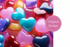 3D Glass Hearts Tumbler Design, Valentine's Day Tumbler Wrap Product Image 2