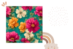 Art Flowers Pillow Design, Floral Pillow Case Sublimation Product Image 2