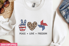 PEACE LOVE FREEDOM PNG, Memorial Day Sublimation PNG Product Image 3