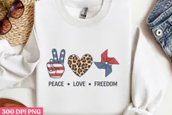 PEACE LOVE FREEDOM PNG, Memorial Day Sublimation PNG Product Image 3