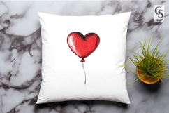 Hand Drawn Red Heart Balloon Clipart Sublimation PNG Product Image 2