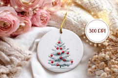 Watercolor Christmas Ornament, Winter Round Ornament Product Image 2