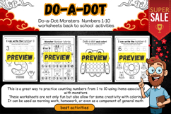 Do a Dot Monsters Numbers 1-10 activities for kids worksheet Product Image 1