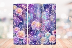 Glitter Butterfly 20 OZ Skinny Tumbler Wrap Sublimation Png. Product Image 2