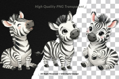 15 Bundle Watercolor Cute Zebra Black White Striped Animal Product Image 2