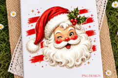 Vintage Santa PNG, Retro Christmas Santa Sublimation, Winkin Product Image 3