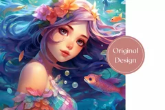 Little Mermaid Sublimation Design, Mermaid Tumbler Wrap Product Image 2