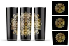 Gold mandala tumbler sublimation Product Image 4