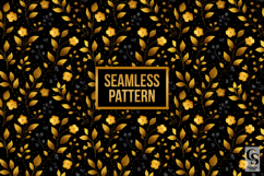 Black &amp; Gold Floral Pattern Digital Paper Product Image 2