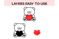 Valentine Teddy Bear SVG Bundle | Cute Heart Bear Clipart EP Product Image 2