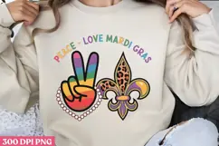 Peace, love, Mardi Gras PNG, Mardi Gras Sublimation PNG Product Image 1