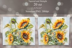 Sunflowers Tumbler Sublimation | Watercolor Seamless Wrap Product Image 2