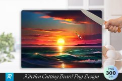 Sunset at the Ocean Cutting Board Sublimation Design Product Image 1