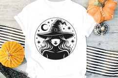 Witch Silhouette Circle SVG Cut File| Halloween PNG Clipart Product Image 2
