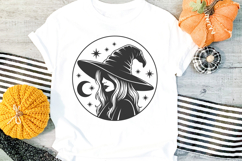 Witch Silhouette Citcle Portrait SVG| Halloween PNG Clipart Product Image 3