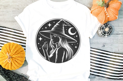 Witch Circle Portrait SVG Cut File| Halloween PNG Clipart Product Image 3