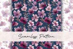 watercolor flowers with leaves on dark blue Denim background Product Image 1