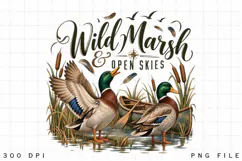 Wild Marsh & Open Skies Mallard Duck Wetland PNG Sublimation Product Image 3