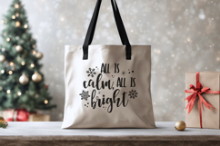 All Is Calm All Is Bright SVG Cut File, Winter Snowflake png Product Image 3