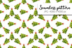 Watercolor Christmas trees pattern Product Image 1