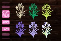 3D Layered Irises Flowers laser cut,Layered Paper Cut SVG Product Image 2