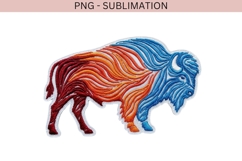 Embroidered Buffalo PNG | Colorful Bison Western Design Product Image 2