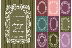 9 Vintage Coquette Lace Frames PNG Product Image 1