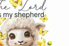 Lord is My Shepherd, Butterfly, Yellow Flowers, Sublimation Product Image 3