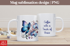 Orchid Blue Butterfly Mug sublimation Spring mug wrap Product Image 1