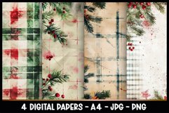 4 Christmas Digital Papers I Junk Journal Pages Product Image 1