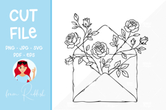 Floral envelope Line Art Cut File Product Image 1