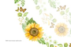 Sunflower wreath, Watercolor botanical clipart Product Image 3