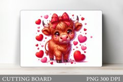 Cute Cow Cutting Board. Valentines Cow Cutting Board Design Product Image 1