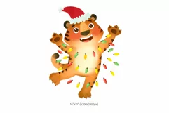 Santa Tiger, Funny Christmas clipart, New Year 2022 symbol Product Image 3