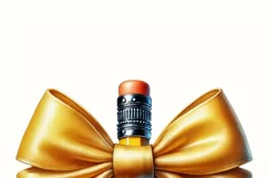 Teacher Pencil PNG, Coquette Pencil with Bow, Trendy Teacher Product Image 2