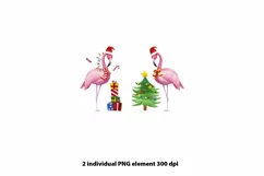 Watercolor illustration pink flamingos New Year, New Year Product Image 2