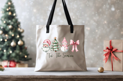 Tis the Season Pink Christmas PNG, Santa, Snowman Tree, Bow Product Image 3