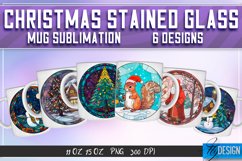 Christmas Stained Glass Mug Sublimation | 11Oz 15Oz Mug v.2 Product Image 1