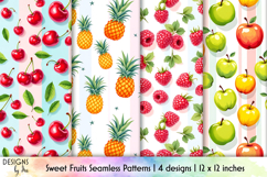 Colourful Macarons and Berries Seamless Patterns, Summer PNG Product Image 1